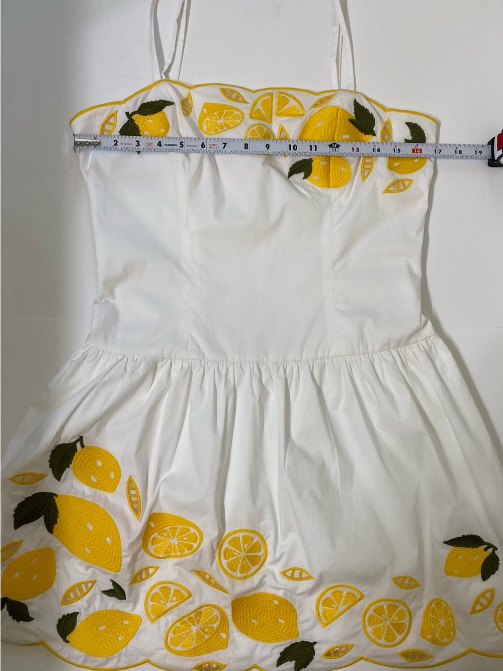 Corey Lynn Calter White Midi Dress with Yellow Lemon Embroidery - Picture 7 of 10